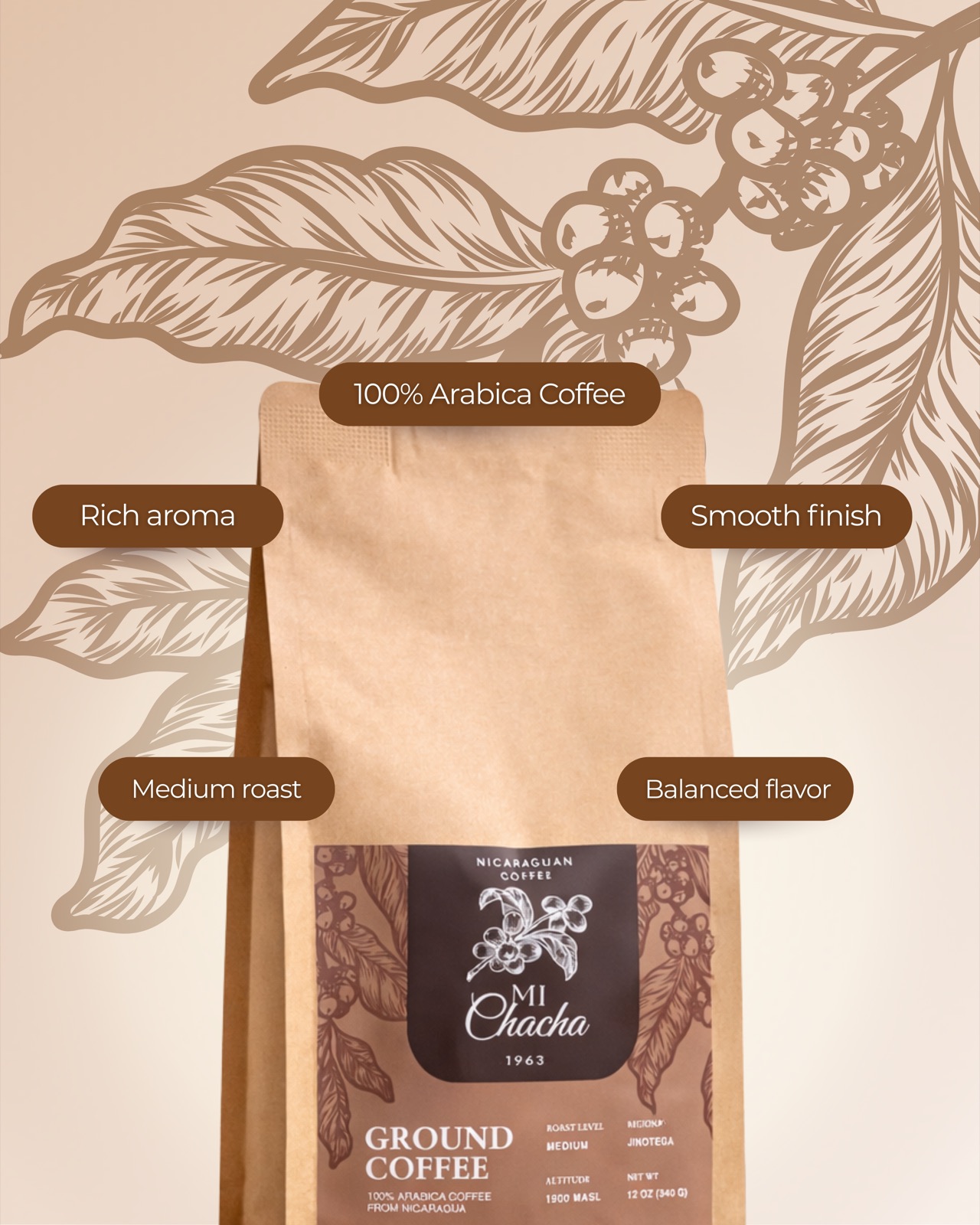 Mi Chacha coffee bag with tasting notes